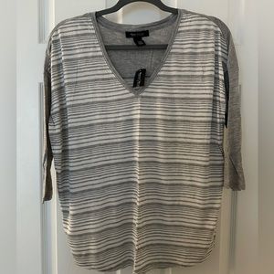 NWT Grey/white striped top from White House Black Market